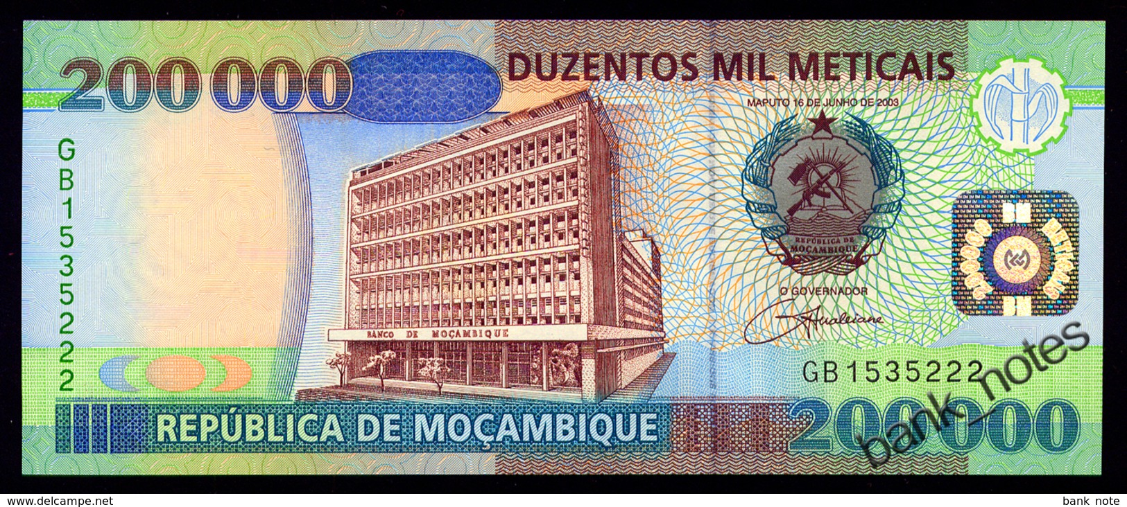 MOZAMBIQUE 200000 METICAIS 2003 Pick 141 Unc - Mozambico