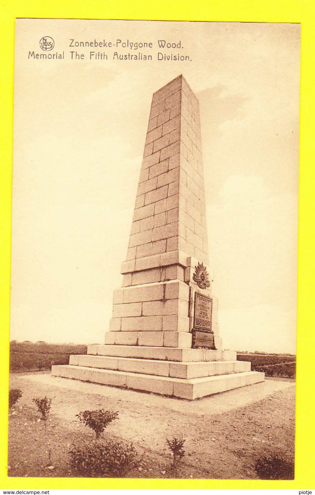 * Zonnebeke (Ieper - Ypres) * (Nels) Polygone Wood, Memorial The Fifth Australian Division, Guerre, War - Zonnebeke