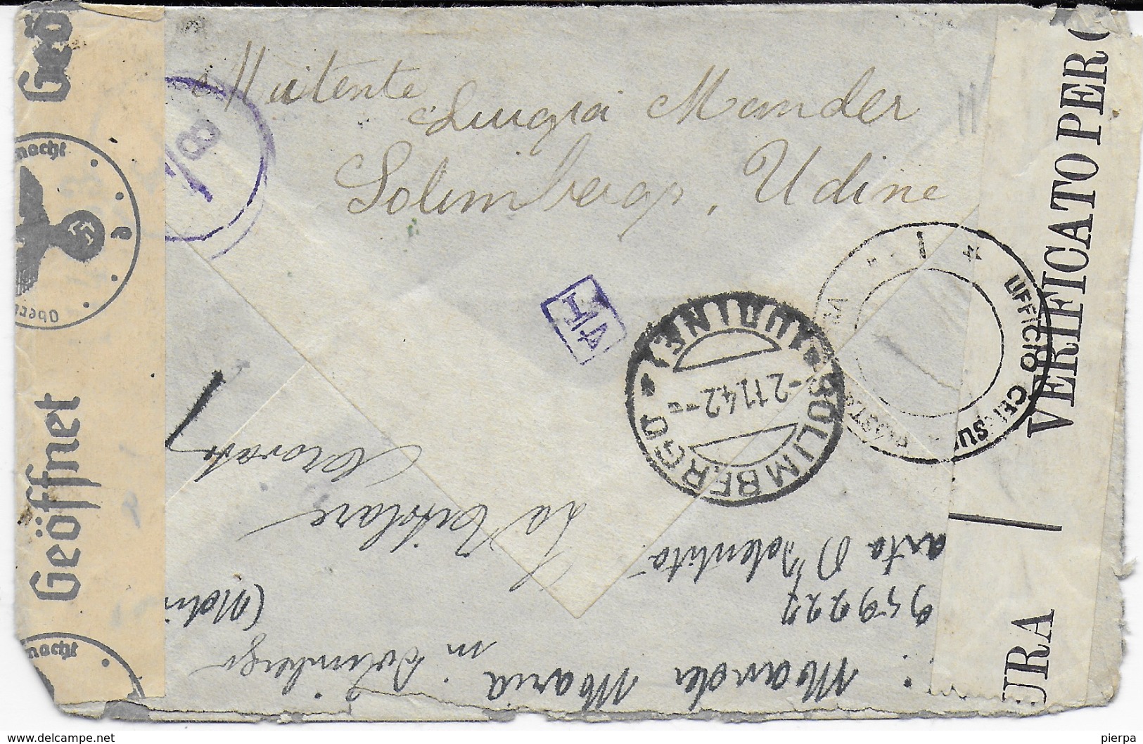 STORIA POSTALE REGNO - BUSTA VIA AEREA 1942 DA SOLIMBERGO PER HALBERSTAD (GERMANIA) - Storia Postale (Posta Aerea)