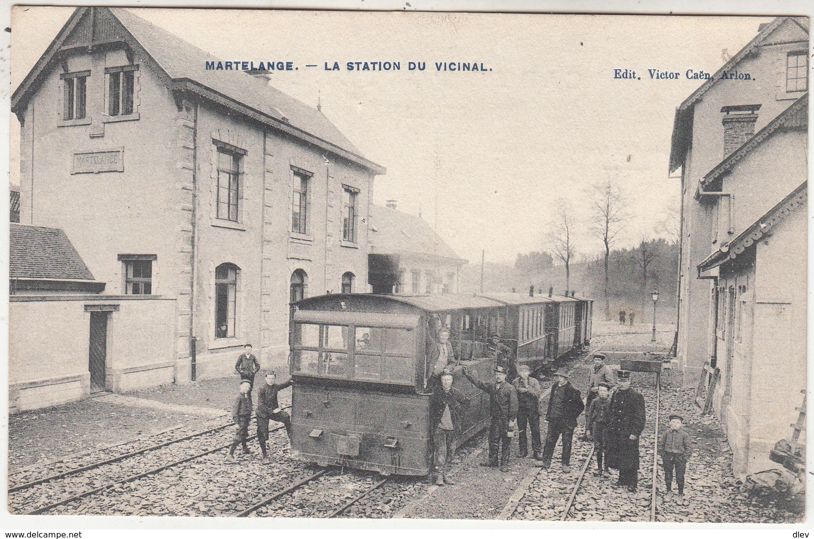 Martelange - La Station Du Vicinal - Animée - Tram à Vapeur Gros Plan - Edit. Victor Caën, Arlon - Tramways