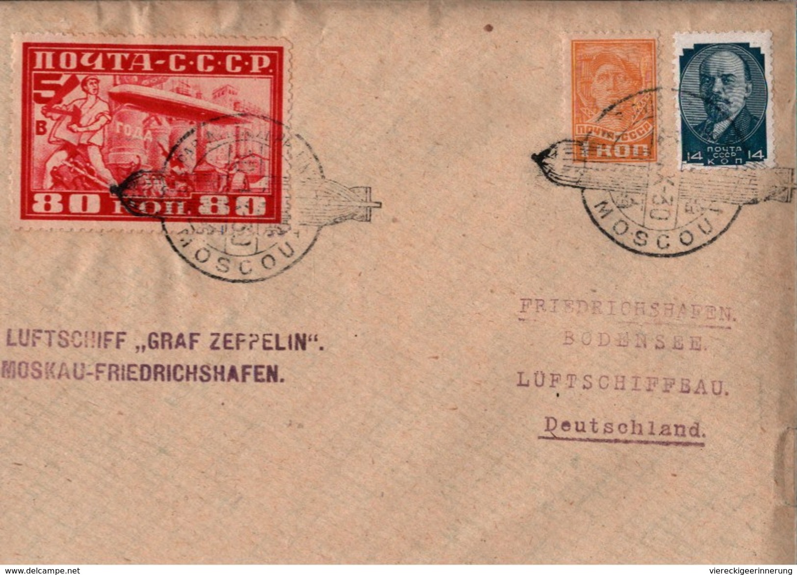 ! 1930, LZ 127 Luftschiff Graf Zeppelin, Landungsfahrt Nach Rußland, Moskau, Moscou, Friedrichshafen - Briefe U. Dokumente