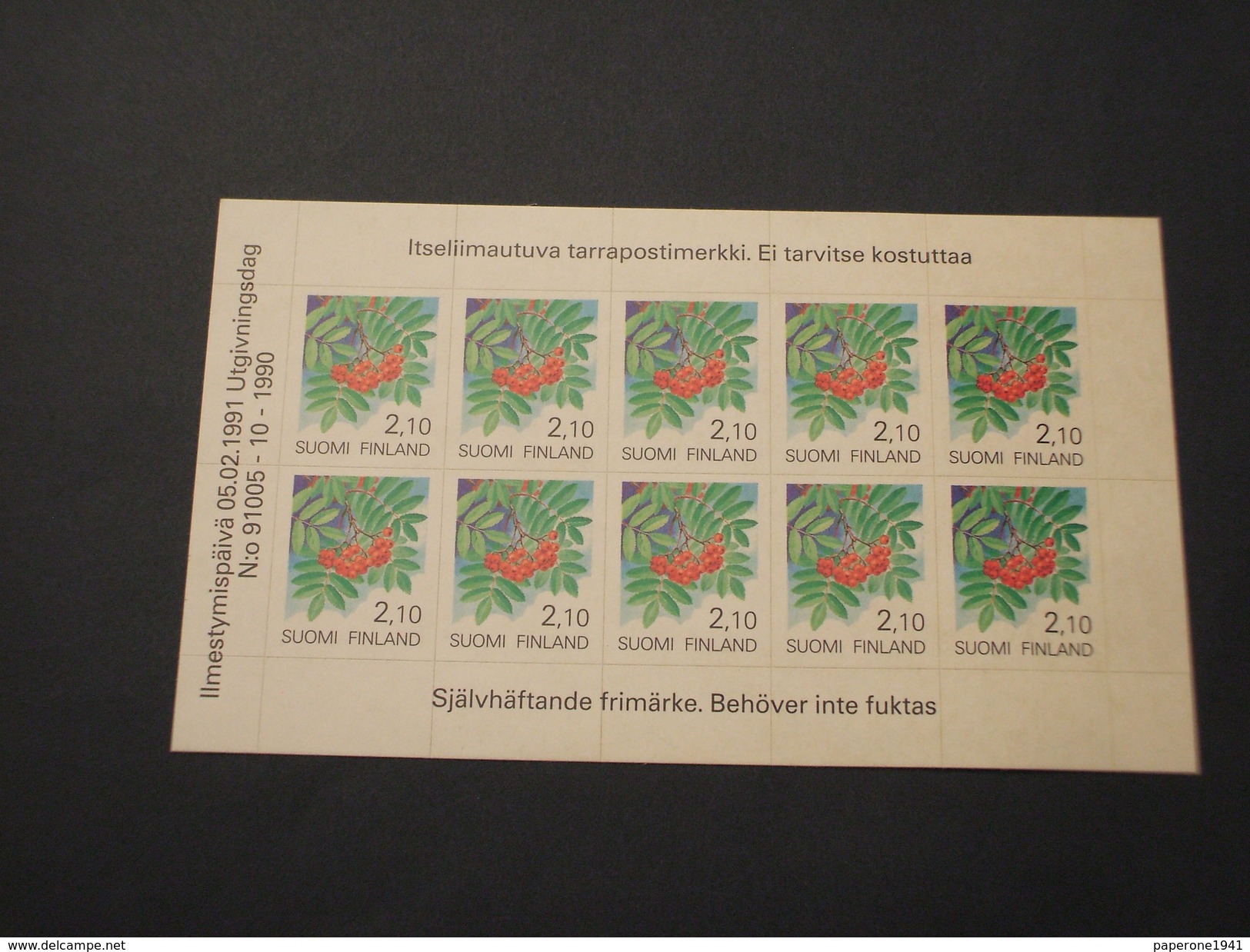 FINLANDIA - BF 1991 FIORE 2,10 X 10 - NUOVO(++) - Blocks & Sheetlets