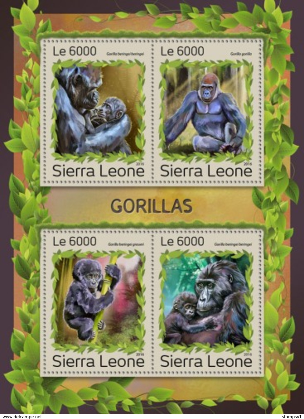 Sierra Leone. 2016 Gorillas. (1218a) - Gorillas