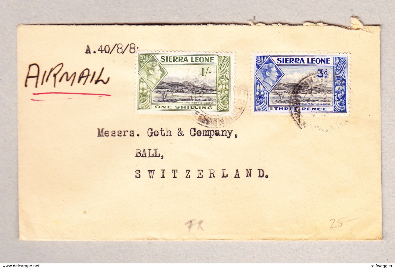 GB SIERRA LEONE Luftpost Brief Nach Basel Mir 1Sh.und 3p - Sierra Leona (...-1960)