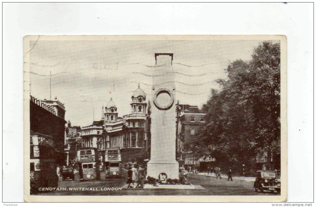 Postcard - Cenotaph Whitehall London - Posted 7th Jan 1955  Good - Unclassified