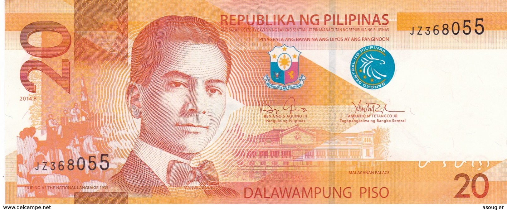 Philippines 20 PISO 2014 B  VF - Philippines