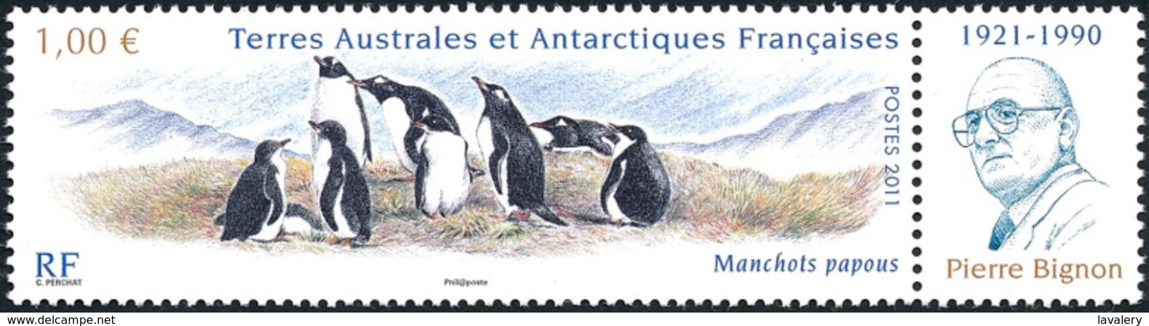 FRENCH ANTARCTIC TERRITORIES FSAT TAAF 2011 Pierre Bignon Long-tailed Gentoo Penguin Penguins Birds Animals Fauna MNH - Pingueinos