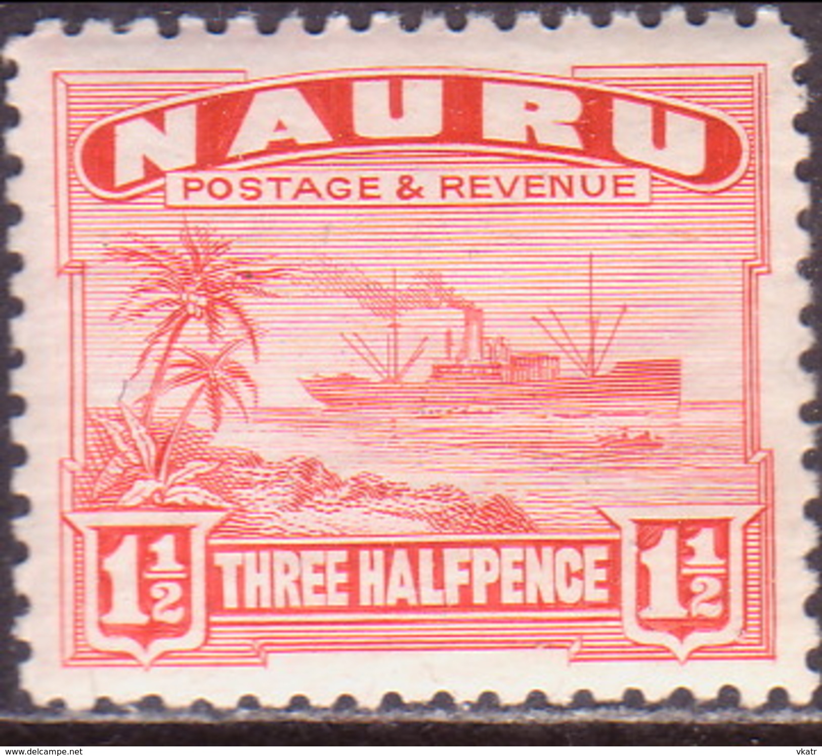 NAURU 1937 SG #28B 1½d MLH Shiny Surfaced, White Paper - Nauru