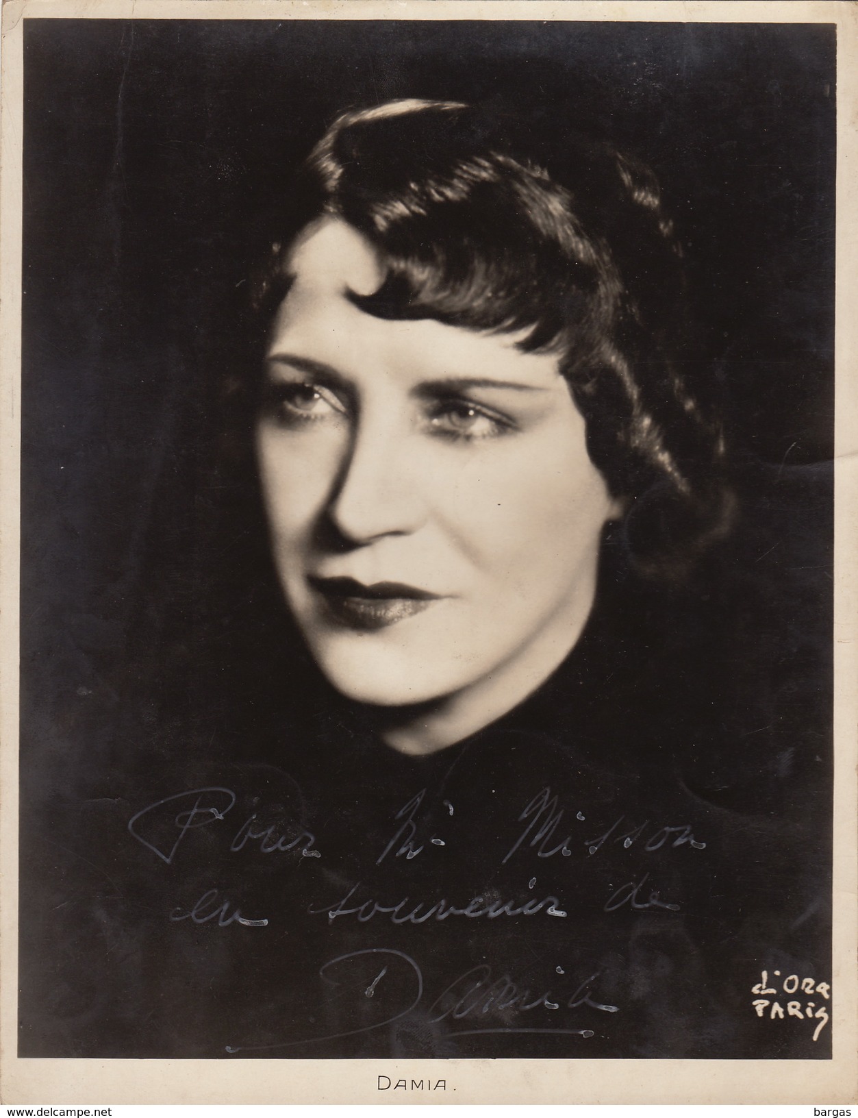 Grande Photo Autographe Damia Pour Madame Misson Opéra Chant Théâtre 23x17cm - Autres & Non Classés