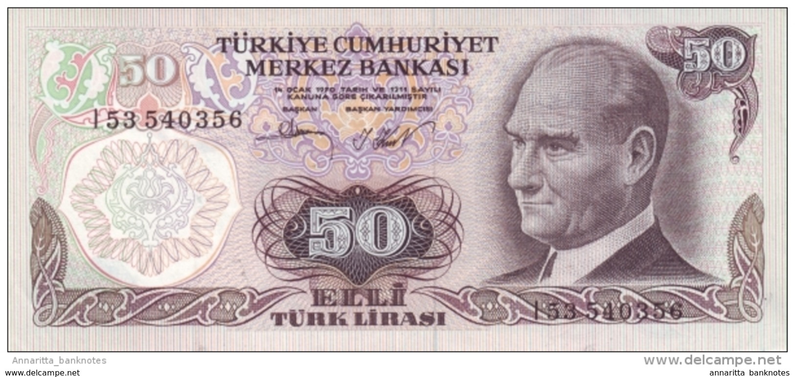 TURKEY 50 TURK LIRASI L.1970 (1981) P-188b UNC SIGN. 29 [TR265c] - Turkey