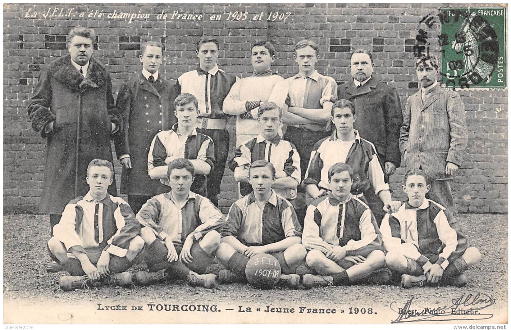 Tourcoing         59       Equipe De  Football Du Lycée : La Jeune France 1908.     Défault    (voir Scan) - Tourcoing