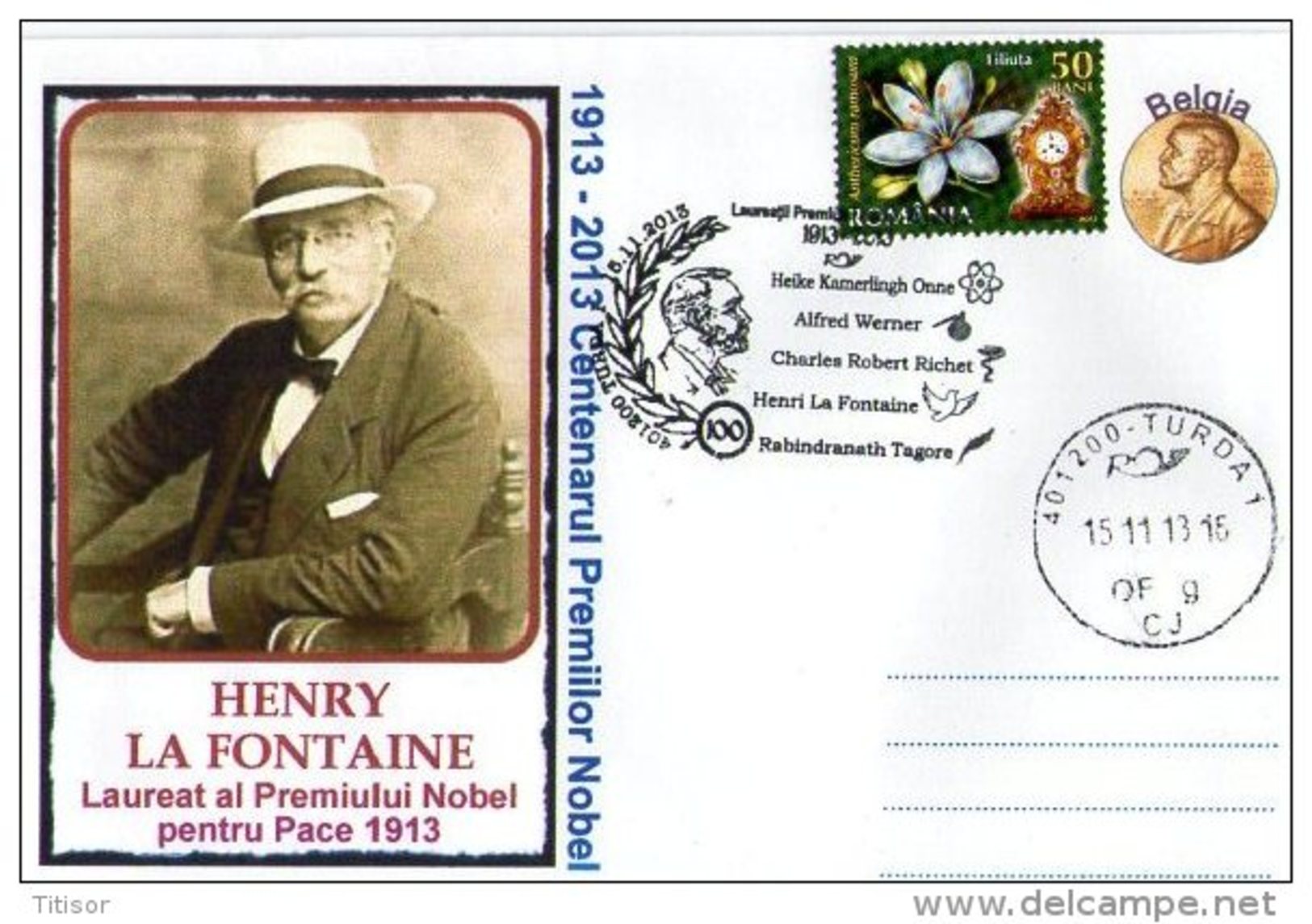 The Nobel Peace Prize 1913 -2013 Centenary. Henri La Fontaine. - Nobelpreisträger