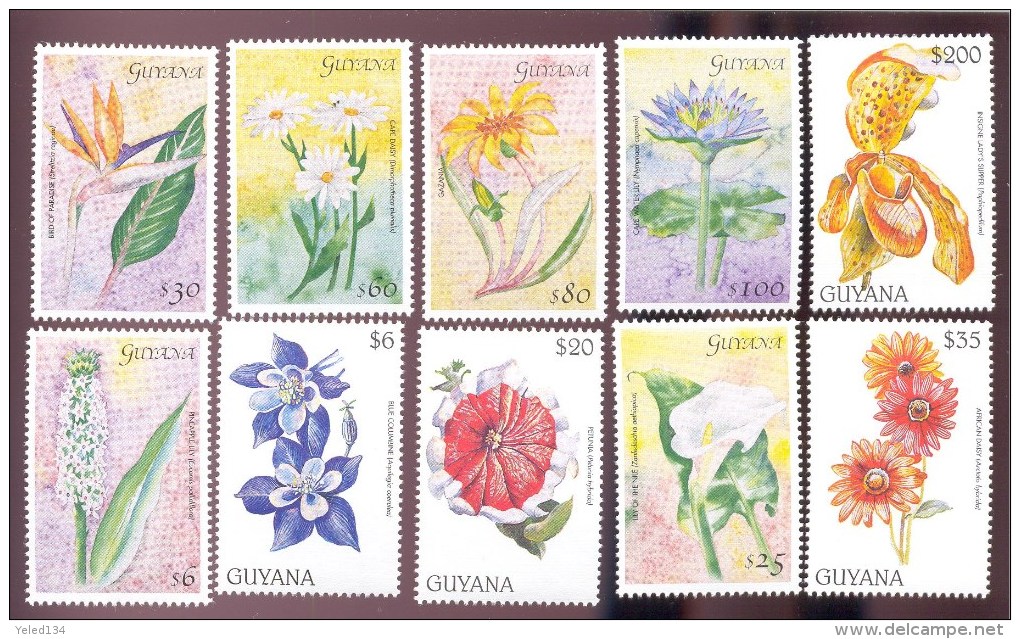 GUYANA  3156-65  MINT NEVER HINGED SET OF STAMPS OF FLOWERS - ORCHIDS     ( - Other & Unclassified