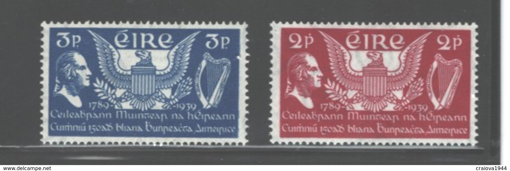 IRELAND 1939 "WASHINGTON & HARP" #103 - 104 MNH - Neufs