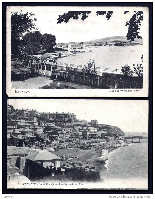 2 CPA ANCIENNES- ROYAUME UNI- ILE DE WIGHT- VENTNOR : VUE EST ET PLAGE + ILE PURBECK : SWANAGE  LA BAIE- - Ventnor