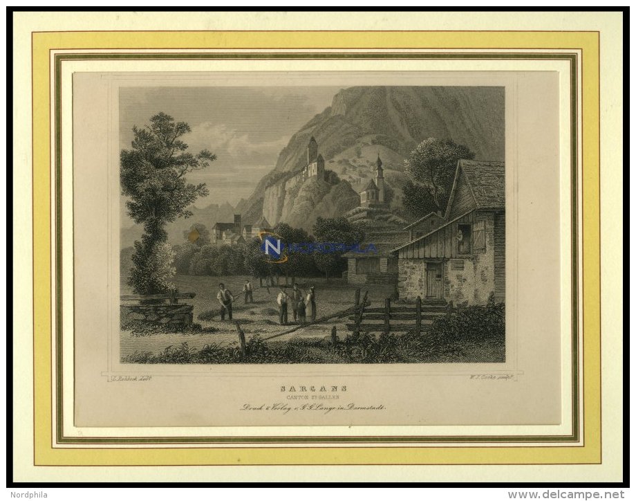 SARGANS, Teilansicht, Stahlstich Von Rohbock/Cooke Um 1840 - Lithographies