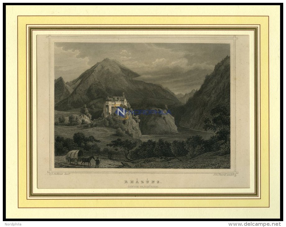 RH&Auml;Z&Uuml;NS/KANTON GRAUB&Uuml;NDEN, Teilansicht, Stahlstich Von Rohbock/Poppel Um 1840 - Lithographies