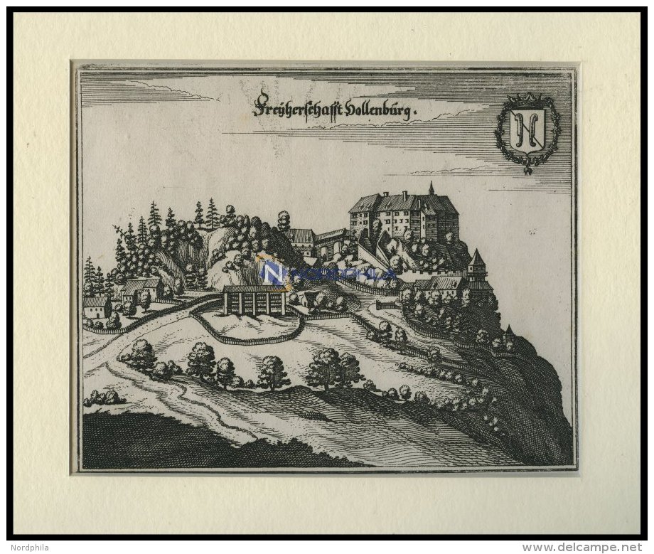 HOLLENBURG/DONAU: Das Schlo&szlig;, Kupferstich Von Merian Um 1645 - Lithographies