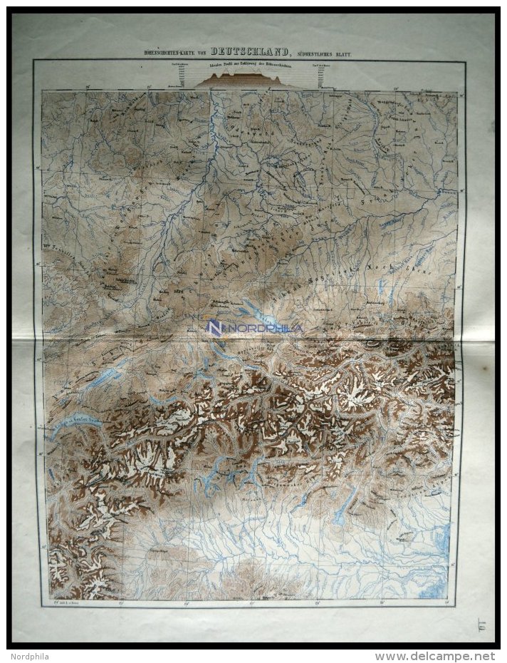 Deutschland, Der S&uuml;dwestliche Teil, Oro-Hydrographische Karte, Kolorierter Stahlstich Aus Meyers Hand-Atlas, 1875 - Other & Unclassified