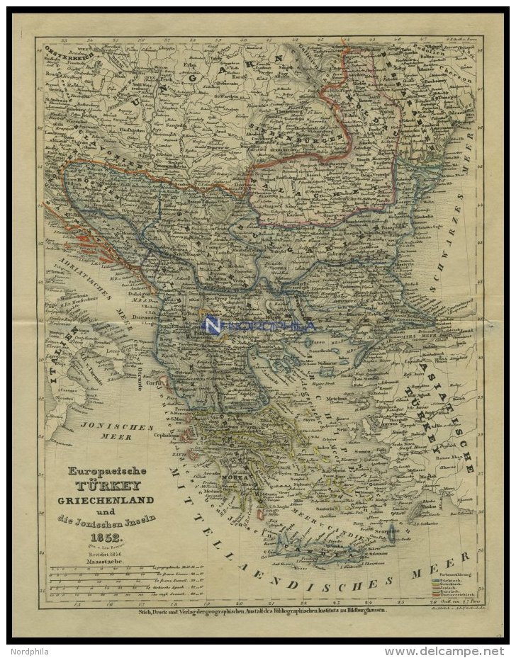 Generalkarte, Europ&auml;ische T&uuml;rkey, Griechenland Und Die Ionischen Inseln, Grenzkolorierter Stahlstich Von Renne - Other & Unclassified