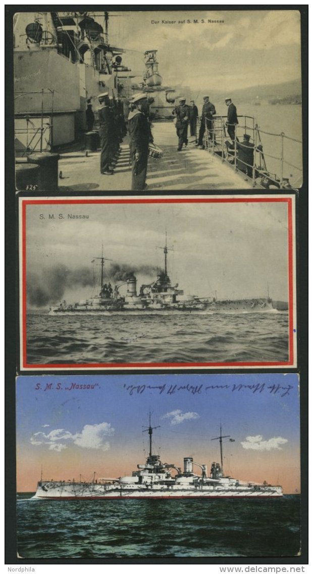 MSP VON 1914 - 1918 S.M.S. Nassau, 3 Verschiedene Gebrauchte Ansichtskarten, Pracht - Maritime