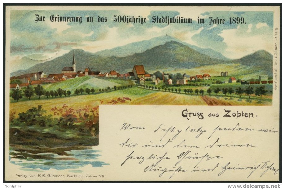 DEUTSCHLAND ETC. ZOBTEN, FARBIGE Gruss Aus..Karte Von 1899, Gebraucht - Other & Unclassified