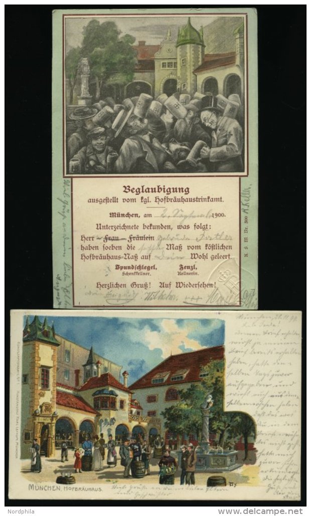 DEUTSCHLAND ETC. M&Uuml;NCHEN Hofbr&auml;uhaus, 2 Farbige Karten Von 1899/1900, Gebraucht - Other & Unclassified