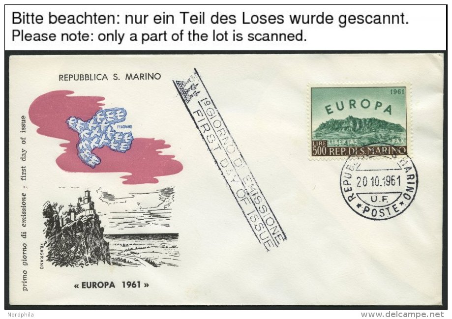 EUROPA UNION FDC BRIEF, 1961, Taube, Komplett Auf FDC`s, Einige Etwas Gelblich Sonst Pracht, Mi. 70.- - Collections