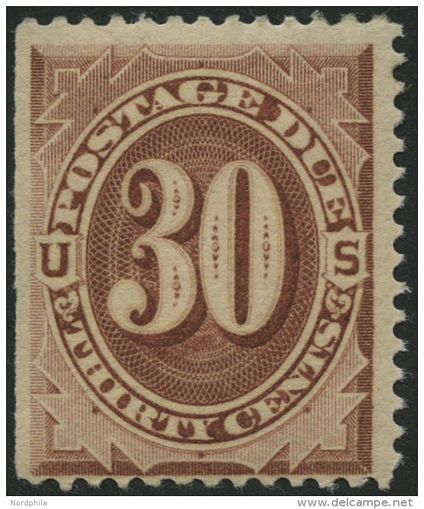 PORTOMARKEN P 6a *, Scott J 6, 1879, 30 C. Braun, Links Ungez&auml;hnt, Falzrest, Pracht, $ 350 - Sonstige & Ohne Zuordnung