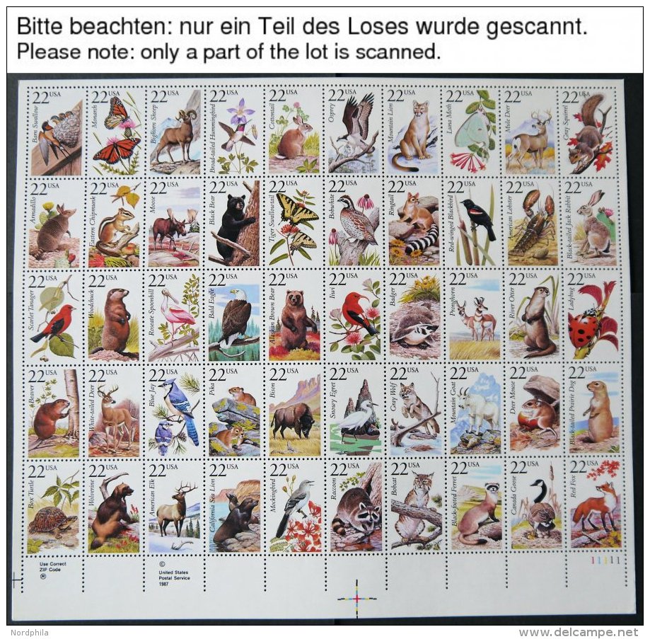 USA 1883-1932KB **, Scott 2286-2335, 1987, Nordamerikanische Fauna Im Zusammendruckbogen, Pracht, $ 50.- - Used Stamps