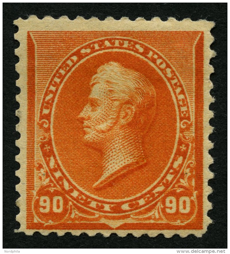 USA 71 *, Scott 229, 1890, 90 C. Perry, Falzreste, &uuml;blich Gez&auml;hnt Pracht, $ 475 - Gebraucht