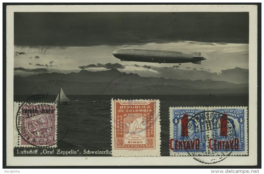 KOLUMBIEN 29.6.1932, Erstflugkarte Cali-Bogota, R&uuml;ckseitige Frankatur, Pracht - Colombia