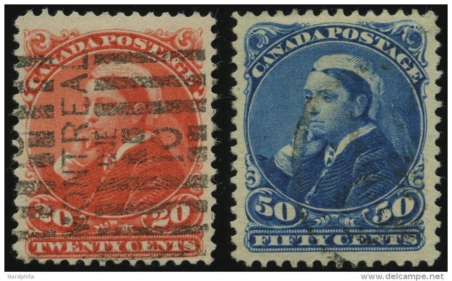 KANADA 36/7 O, 1863, 20 Und 50 C. K&ouml;nigin Viktoria, 2 Prachtwerte, Mi. 135.- - Canada