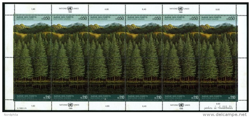 UNO - GENF 165/6KB **, 1988, Rettet Den Wald Im Zusammendruckbogen, Pracht, Mi. 60.- - Other & Unclassified