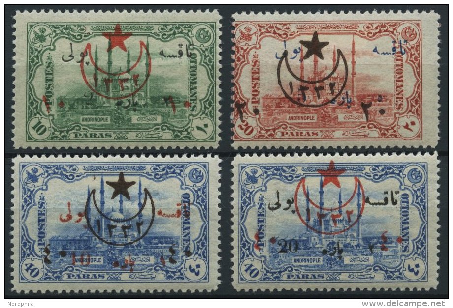 T&Uuml;RKEI 472-75 *, 1914, Portomarken Mit Aufdrucktype II, Falzrest, 4 Prachtwerte, Mi. 300.- - Unused Stamps
