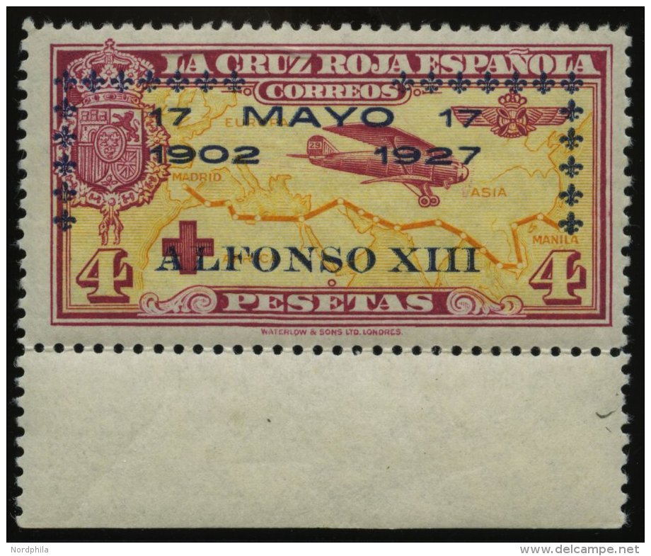 SPANIEN 374 **, 1927, 4 Pta. Kr&ouml;nung Alfons XIII, Pracht, Mi. 260.- - Other & Unclassified