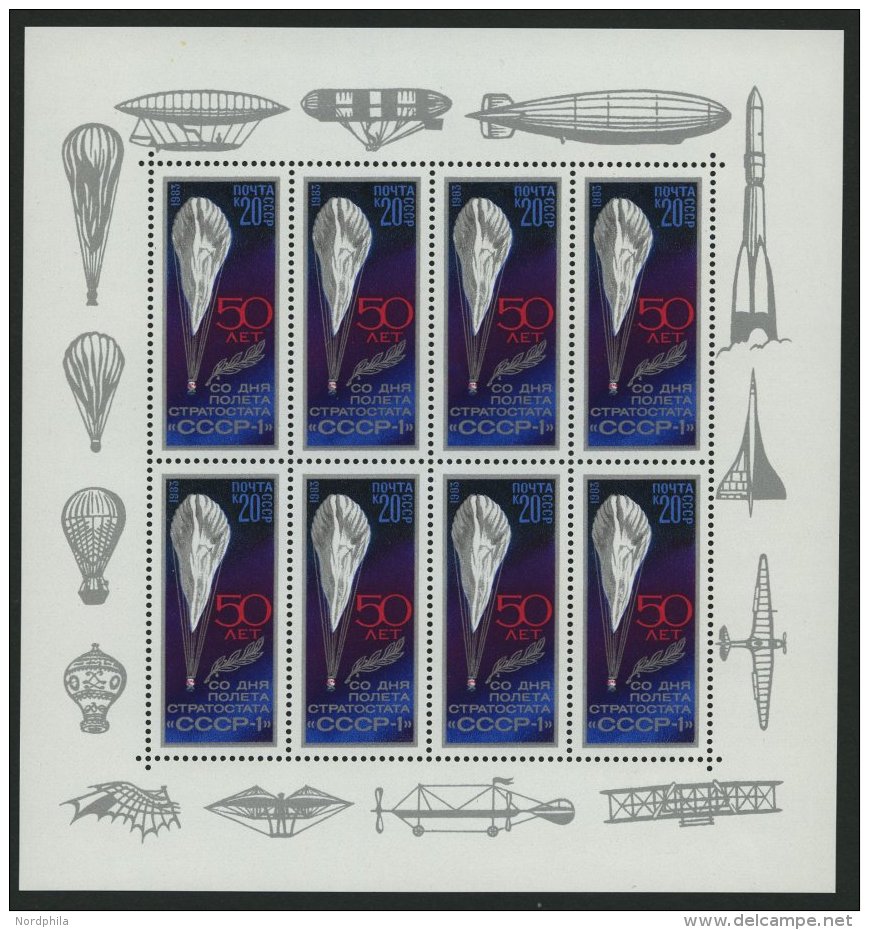 SOWJETUNION 5293KB **, 1983, 20 K. Stratosph&auml;renflug CCCP 1 Im Kleinbogen (8), Leichte Haftspuren, Mi. 150.- - Other & Unclassified