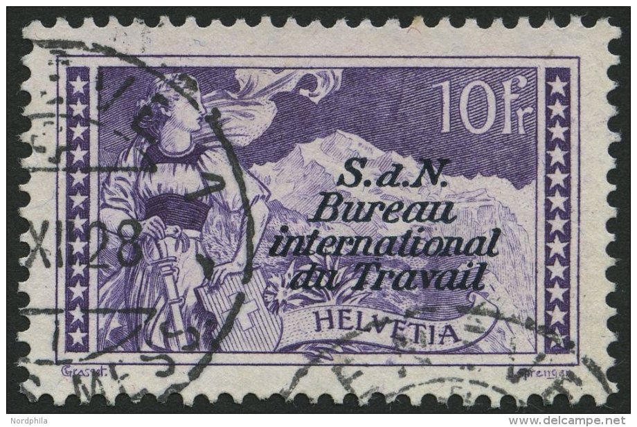 BIT/ILO 14 O, 1923, 10 Fr. Schwarzviolett, Pracht, Mi. 200.- - Officials