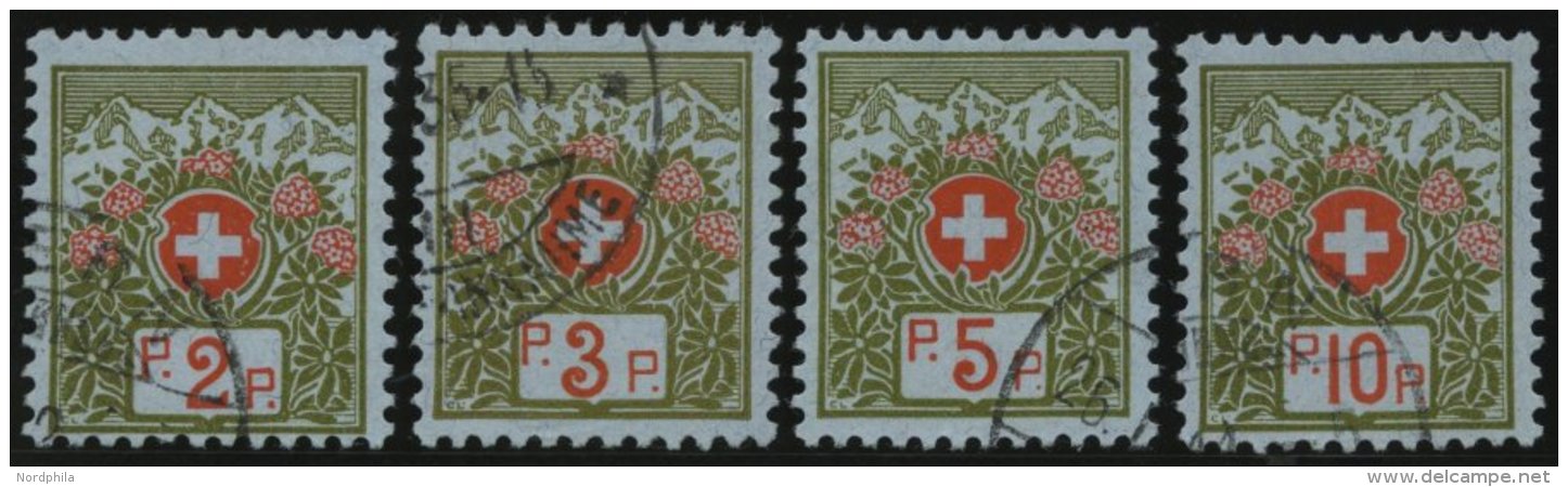 PORTOFREIHEITSMARKEN PF 2-5II O, 1911/6, 2 - 10 C. Alpenrosen, Ohne Kontrollnummer, 5 C. D&uuml;nne Stelle Sonst 4 Prach - Franchise