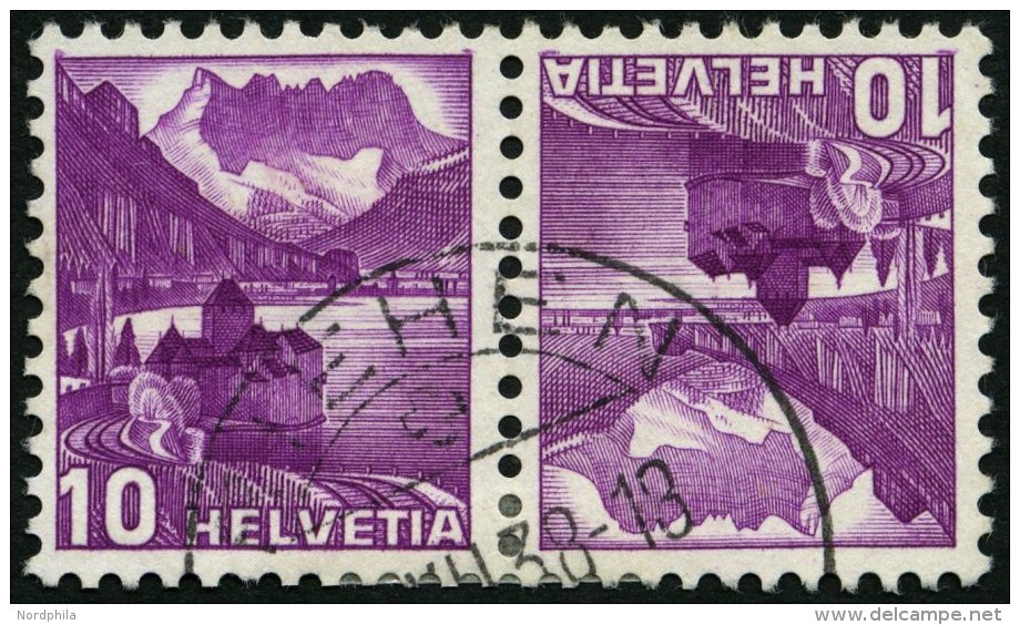 ZUSAMMENDRUCKE K 33yIDPII O, 1937, Landschaften Kehrdruck 10 + 10, Glatter Gummi, Type I, Doppelpr&auml;gung Im Gesamten - Se-Tenant