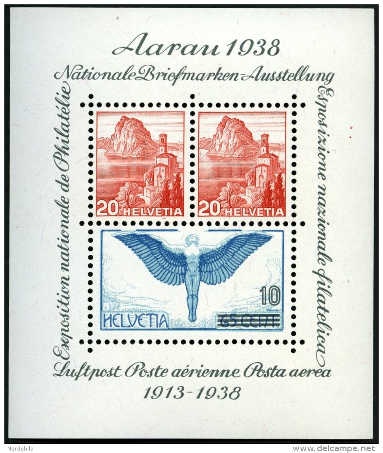 SCHWEIZ BUNDESPOST Bl. 4 **, 1934, Block Aarau, Pracht, Mi. 75.- - Gebraucht