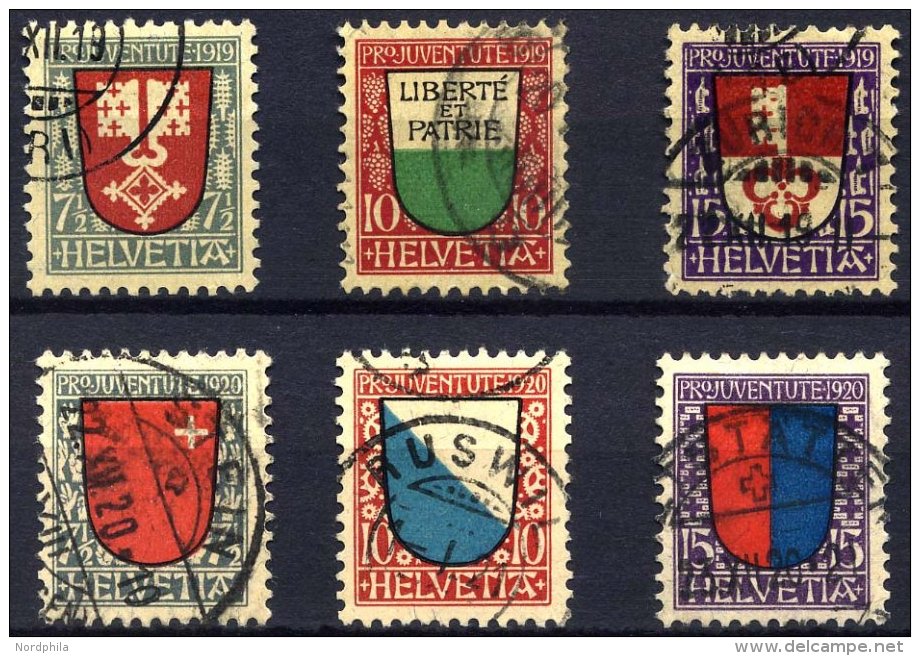 SCHWEIZ BUNDESPOST 149-51,153-55 O, 1919/20, Pro Juventute, 2 Prachts&auml;tze, Mi. 90.- - Gebraucht