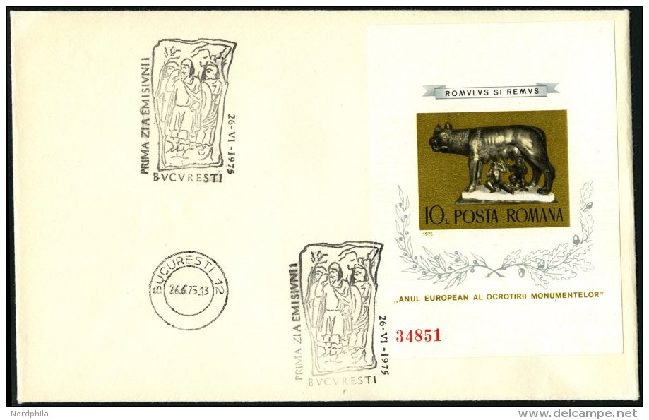 RUM&Auml;NIEN Bl. 122 BRIEF, 1975, Block Denkmalschutzjahr Auf FDC, Pracht, Mi. 150.- - Other & Unclassified