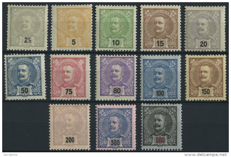 PORTUGAL 124-37 *, 1895, K&ouml;nig Carlos I, Falzreste, 13 Werte (ohne Mi.Nr. 129), &uuml;blich Gez&auml;hnt Pracht, Mi - Used Stamps