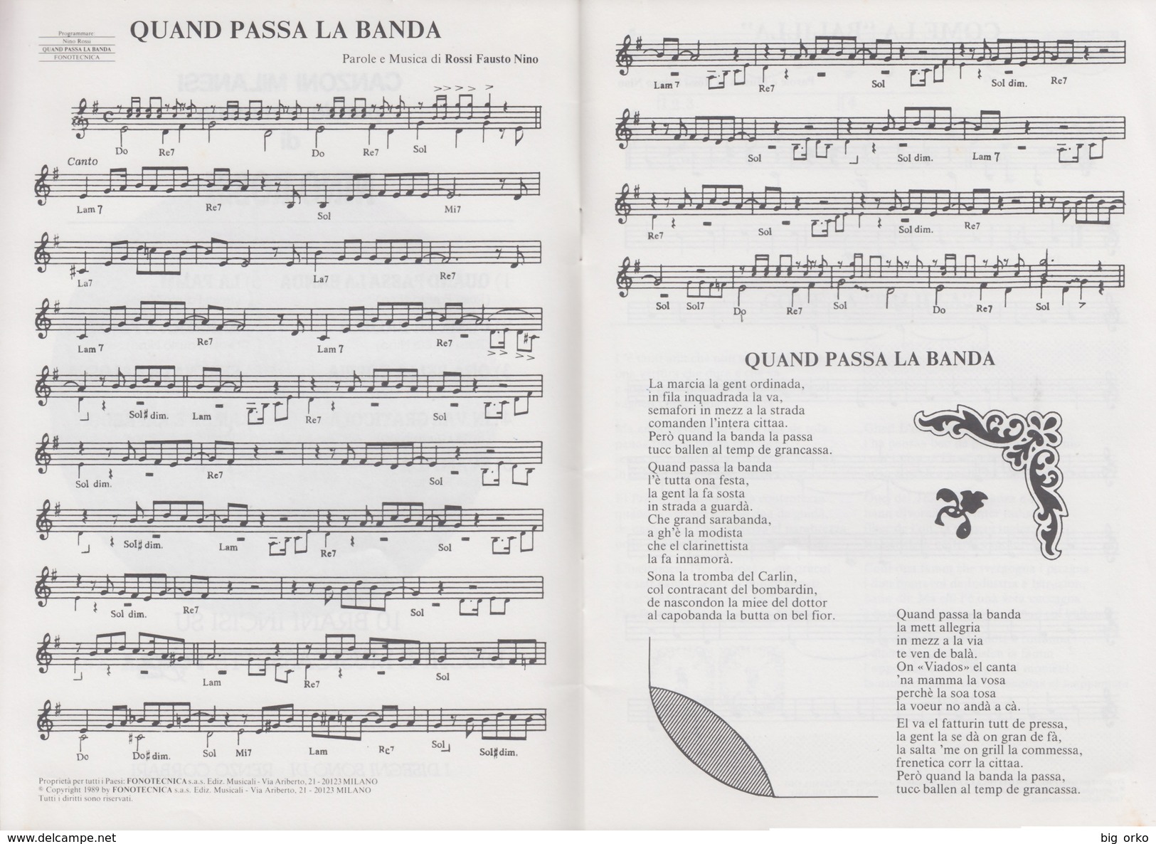 La Milano Che Canta Di Nino Rossi (cantautore Meneghino / 10 Canzoni Milanesi) / Edita Dalla Fonola Dischi - 1990 - Musica Popolare