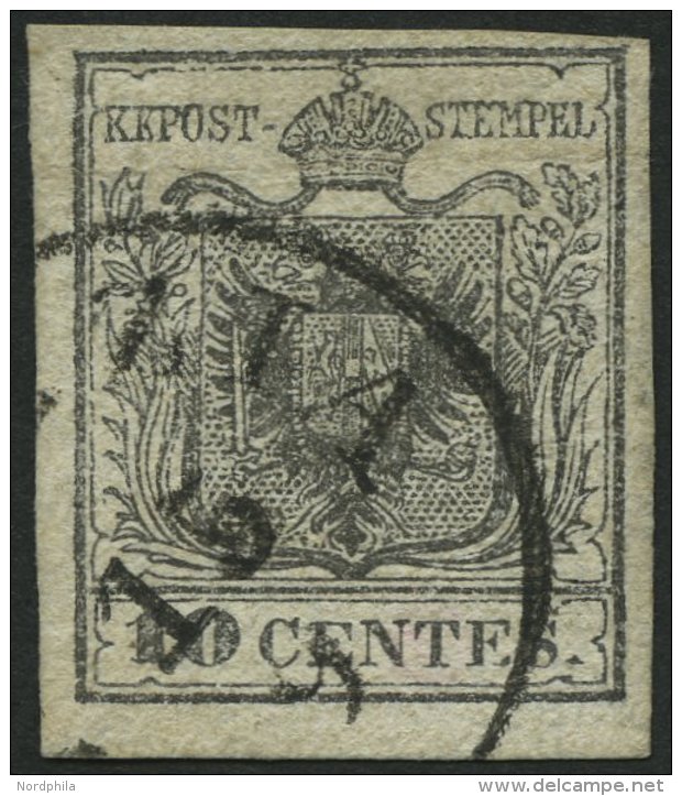 LOMBARDEI UND VENETIEN 2X O, 1850, 10 C. Schwarz, Handpapier, Type Ia, Pracht, Fotobefund Dr. Ferchenbauer, Handbuch EUR - Lombardy-Venetia