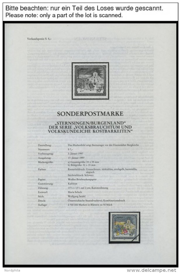 LOTS 2208-28 BrfStk, 1997, 19 Beschreibungen Der &Ouml;sterreichischen Staatsdruckerei Incl. Zugeh&ouml;riger, Mit Diago - Sammlungen