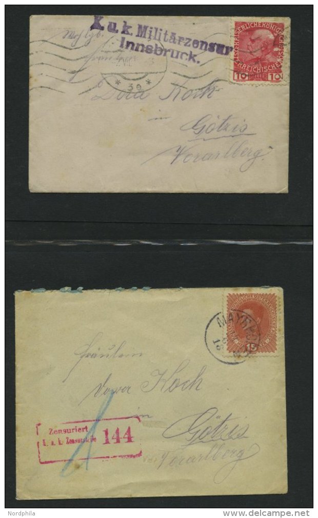 LOTS 1916, Kleine Sammlung Von 14 Verschiedenen Zensurbelegen, Einige Bessere, Feinst/Pracht - Collections