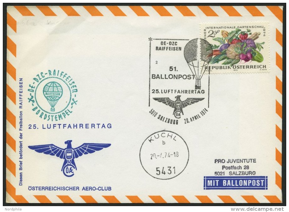 KINDERDORF-BALLONPOST 20.4.1974, Ballonpost Anl&auml;sslich Des 25. Luftfahrertag Des &Ouml;sterr. Aero Clubs, Etwas Kni - Balloon Covers