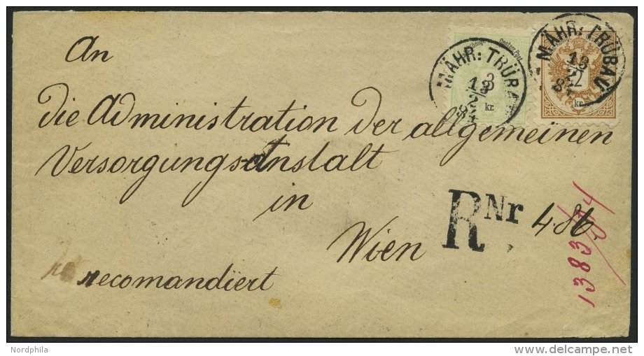 STERREICH 44/5,47 BRIEF, 1884, 2, 3 Kr. Doppeladler Und R&uuml;ckseitiges Reco-Porto 10 Kr. Doppeladler Auf Brief Von M& - Used Stamps